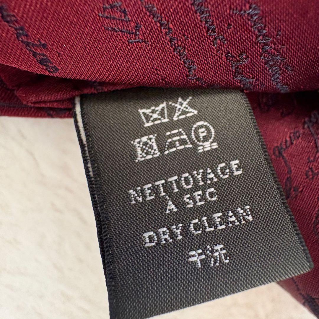 極美品　ベルルッティ　カリグラフィー　ネクタイ　シルク　ボルドー　赤　イタリア製