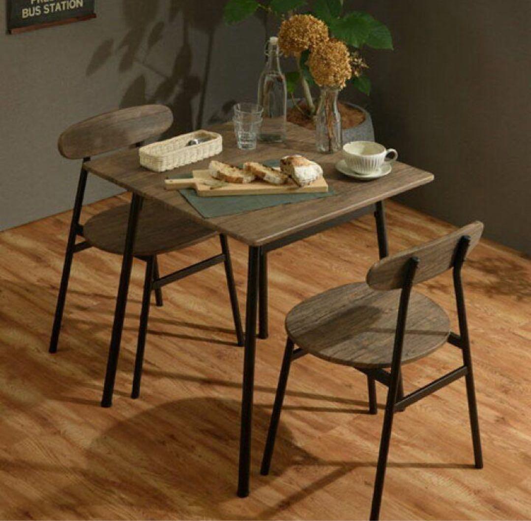 ダイニングテーブル　チェア　3点セット　アイアン　2人掛け