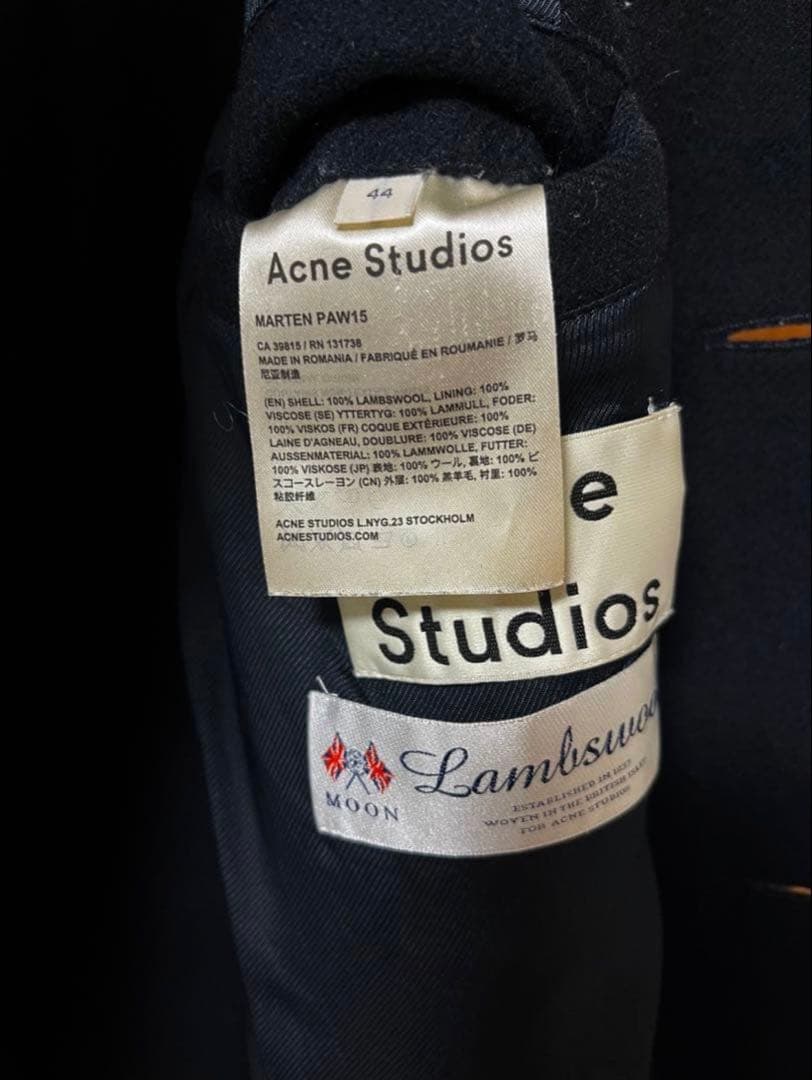 Acne Studios ブラック ステンカラーコート 44