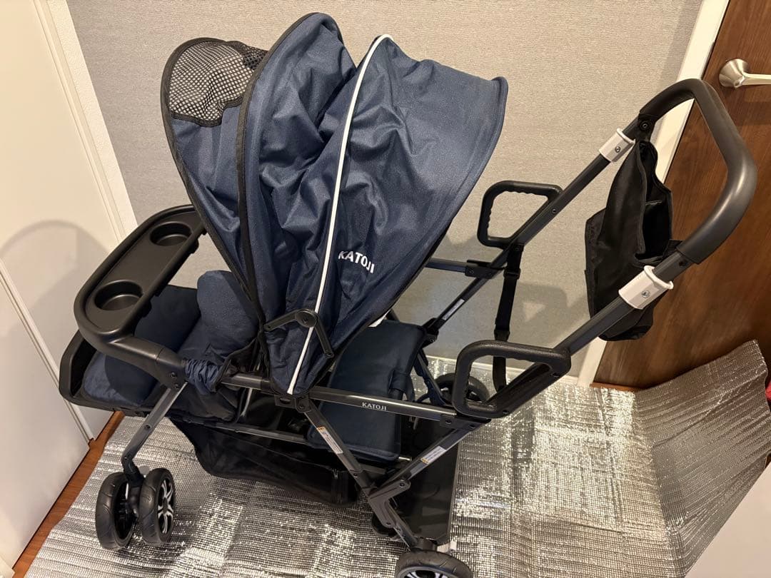 【美品】KATOJI カトージ ベビーカー 二人でゴー　ネイビー　2人乗り用