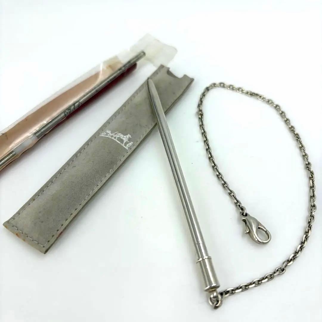 美品✨HERMES 手帳用チェーン付きシャープペンシル 替芯付 シルバー