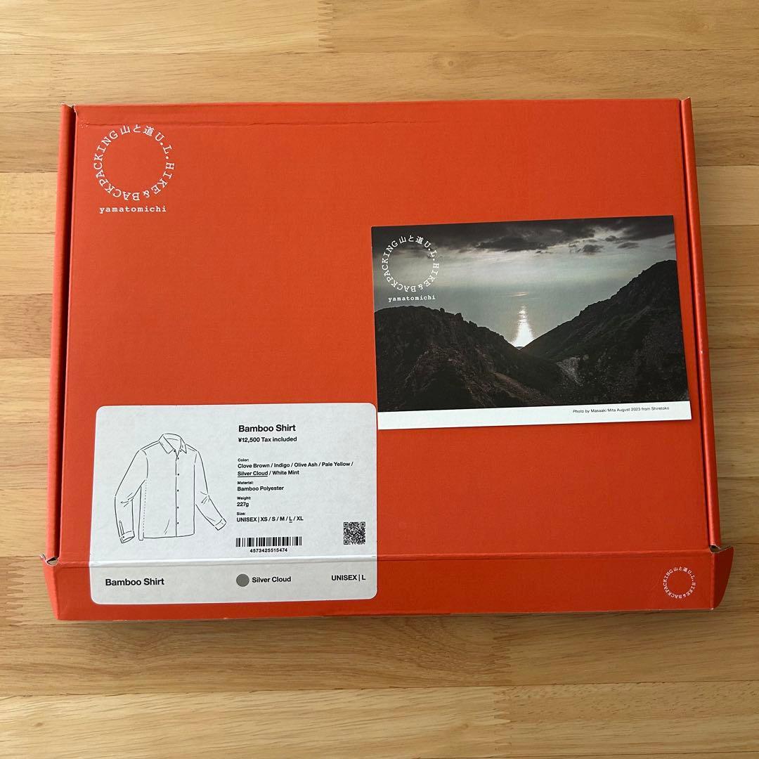 山と道　bamboo shirt Ｌ　 箱・ポストカード付き