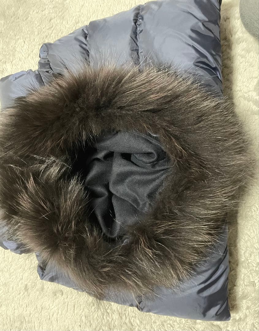 【3908】ナノユニバース×西川ダウン ファーフードベスト 38 ネイビー