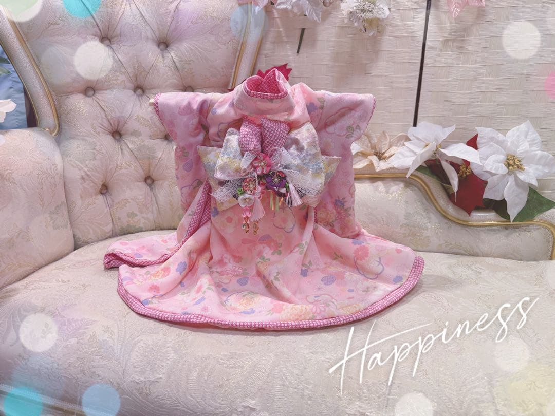 B462.pon2pan2☆犬オーダー有松絞りお着物☆犬オーダーお引き摺りお着物