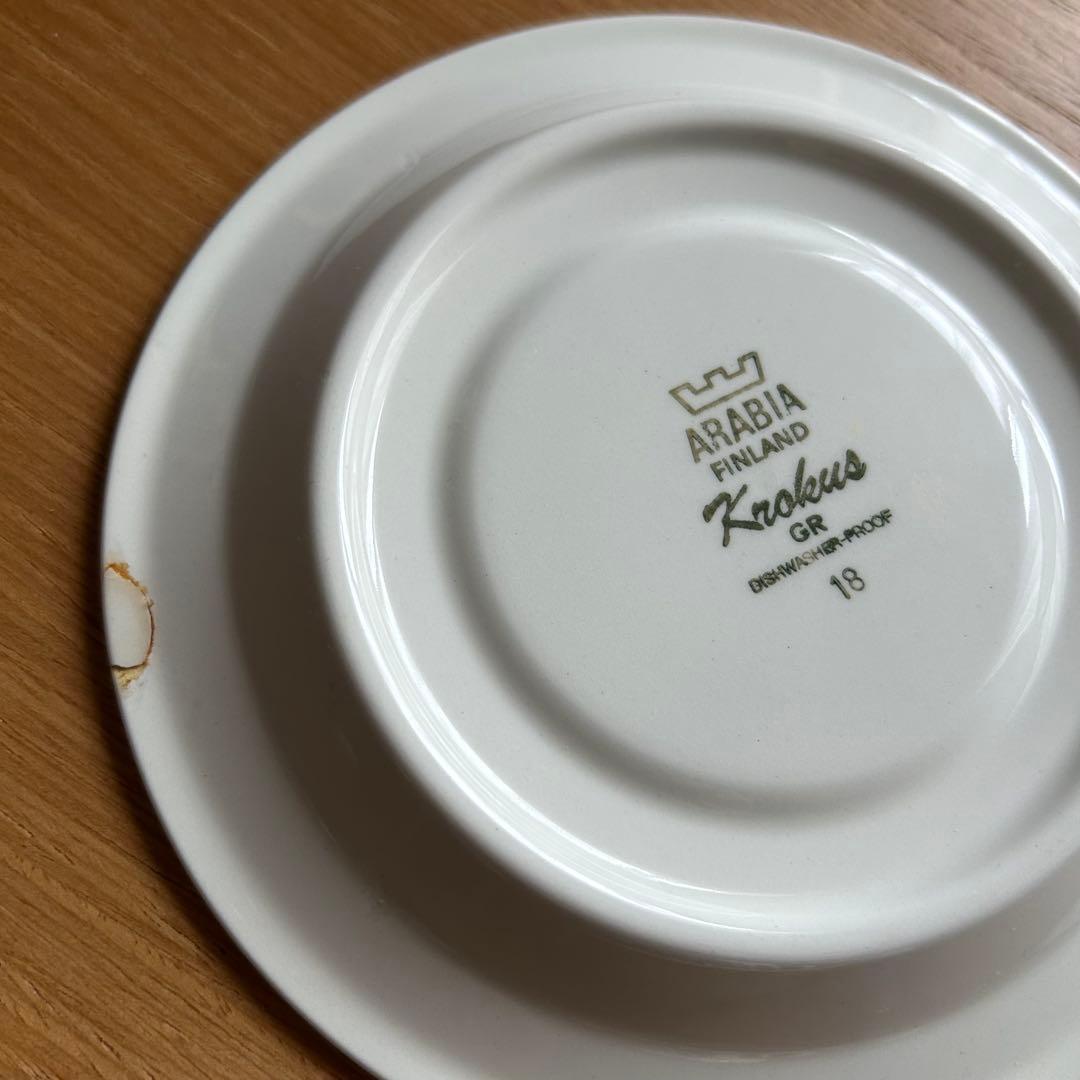 ARABIA クロッカス グレーリム 6客フルセット 1978-79