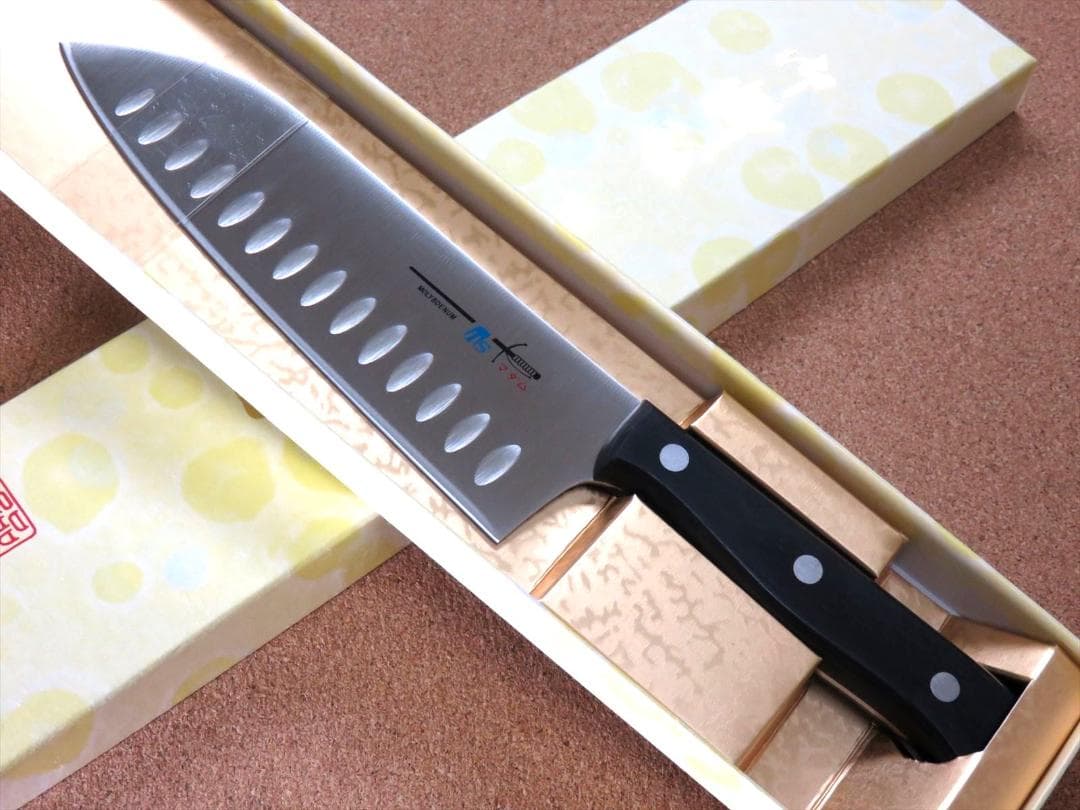 関の刃物 サーモン三徳包丁 170mm モリブデン ディンプル 両刃 万能包丁