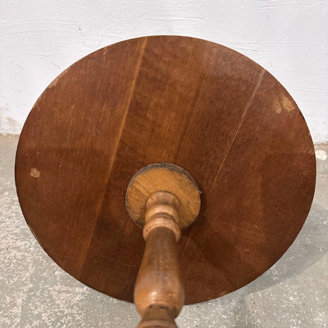 ヴィンテージ　木製サイドテーブル　ラウンド　花台 1