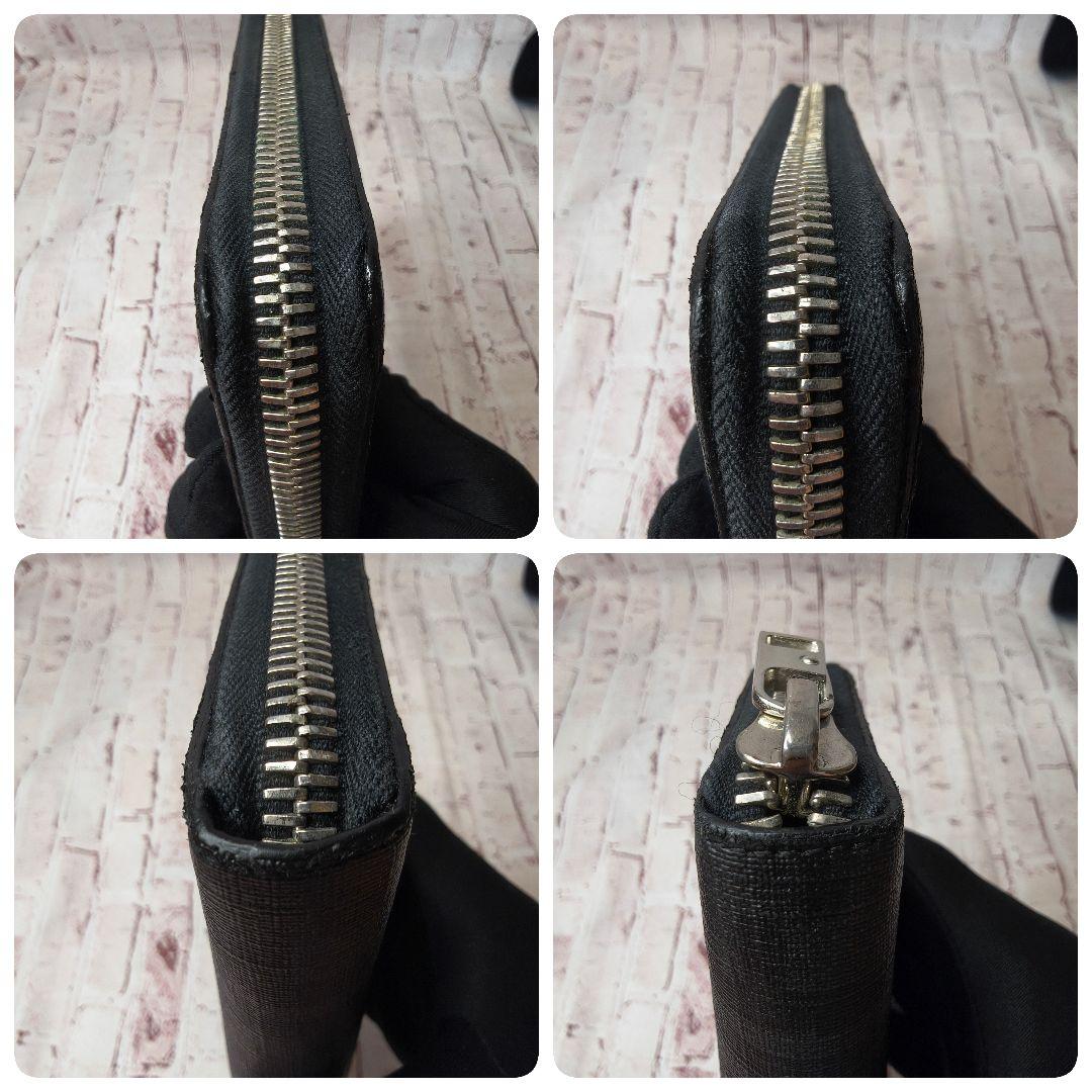 【希少／美品】フェンディ 長財布 ズッカ柄 FF ラウンド PVC レザー／黒A