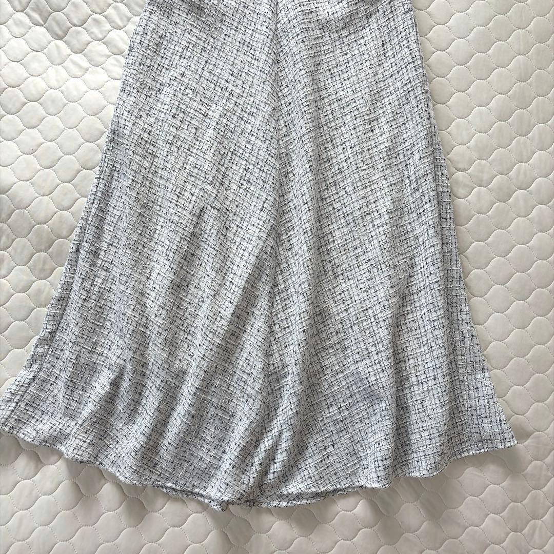 【美品】BEARDSLEY✴︎ツイードフレアワンピース　ホワイト サイズ1