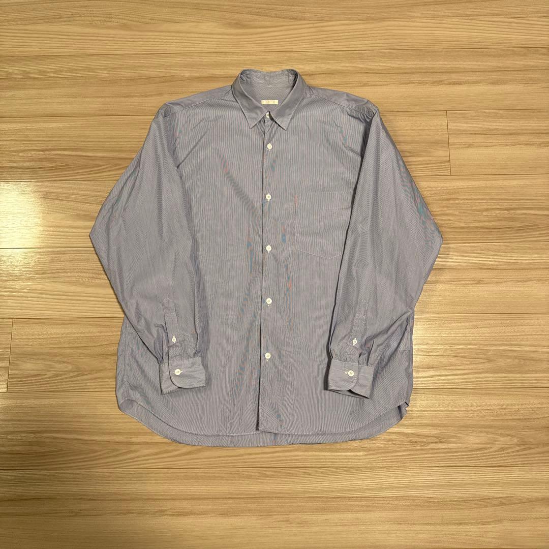 2021AW COMOLI コモリシャツ　ポプリン　ストライプ sax サイズ2