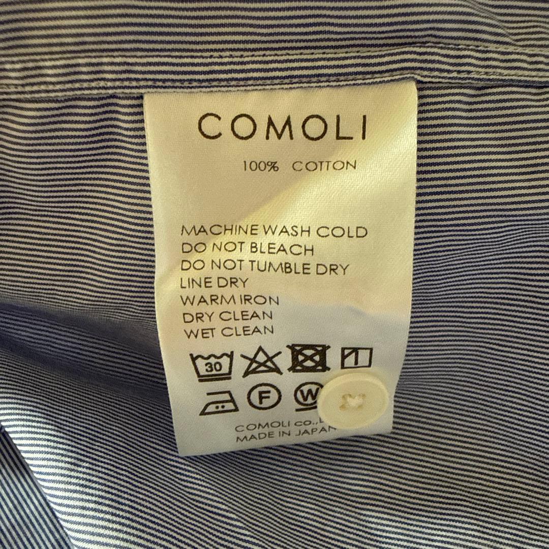 2021AW COMOLI コモリシャツ　ポプリン　ストライプ sax サイズ2