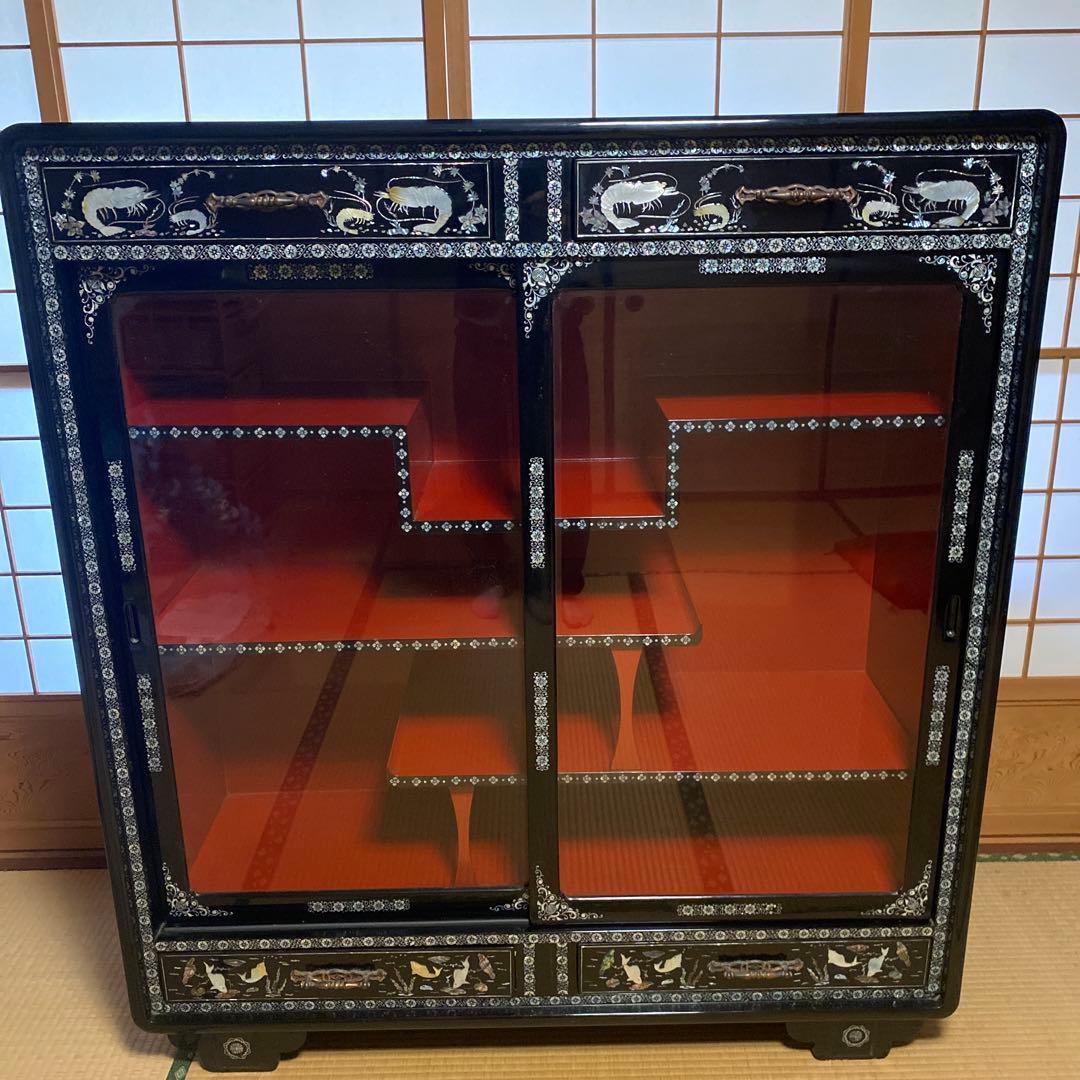 【Kancolo】韓国伝統工芸　螺鈿細工　茶箪笥　　貝細工　漆器　レトロ