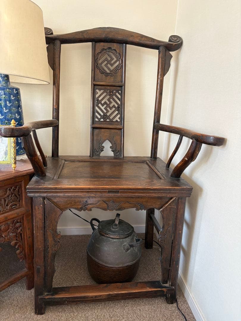 中華椅子　中国美術　唐木　アンティーク　ヴィンテージ　中国家具　①シノワズリ