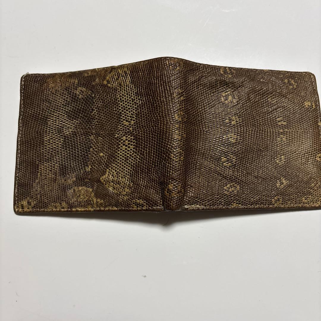 ORIGINAL SNEKE ヘビ革 二つ折り財布 ブラウン