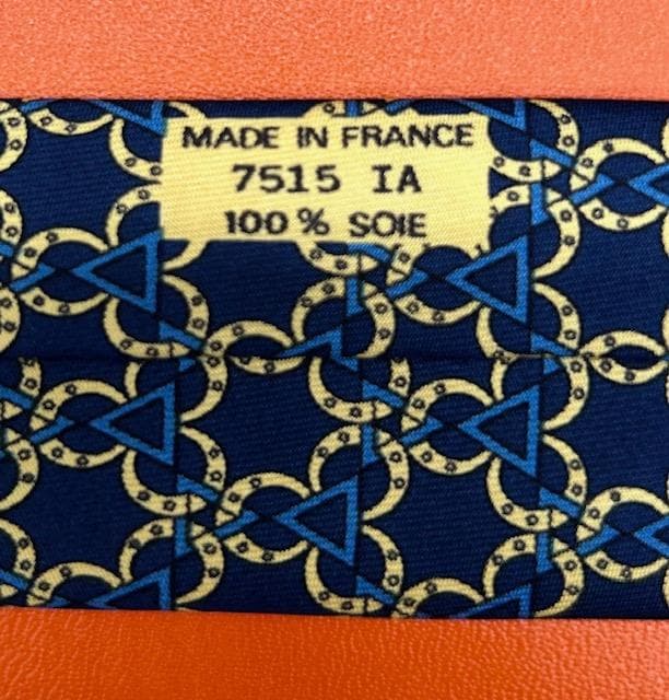 美品！HERMÈS 高級 シルク ネクタイ 幾何学柄 フランス製 箱付き