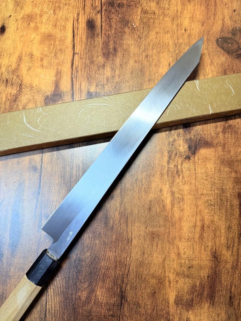 【堺打刃物】刺身 切付　包丁　白ニ鋼　尺一　水牛八角柄