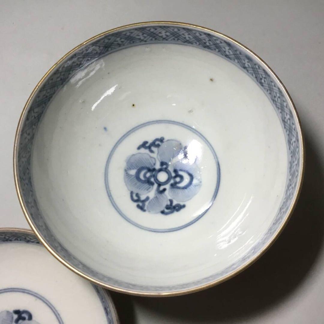 古伊万里◆雛人形文 / 蓋茶碗１客◆明治 染錦 立ち雛 雛道具 和食器