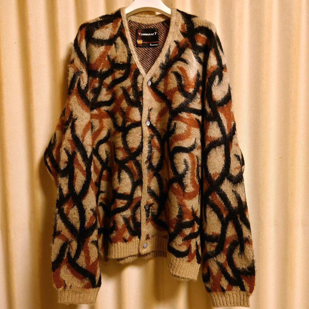 送込)TOWNCRAFT タウンクラフト/カーディガン/トライバルカモ/サイズM