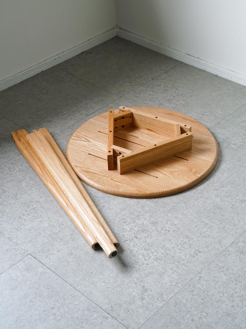 古道具 オーク材 ヴィンテージ ラウンドテーブル 北欧モダン