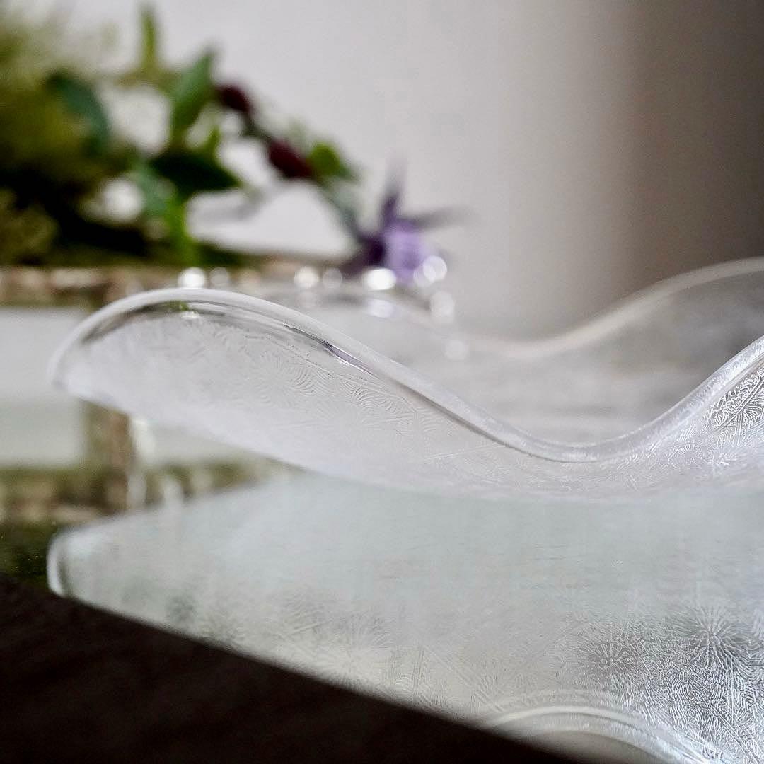 オールドサンルイ｜全面 アシッドエッチングのクリスタル プレート／小物入れ★美品