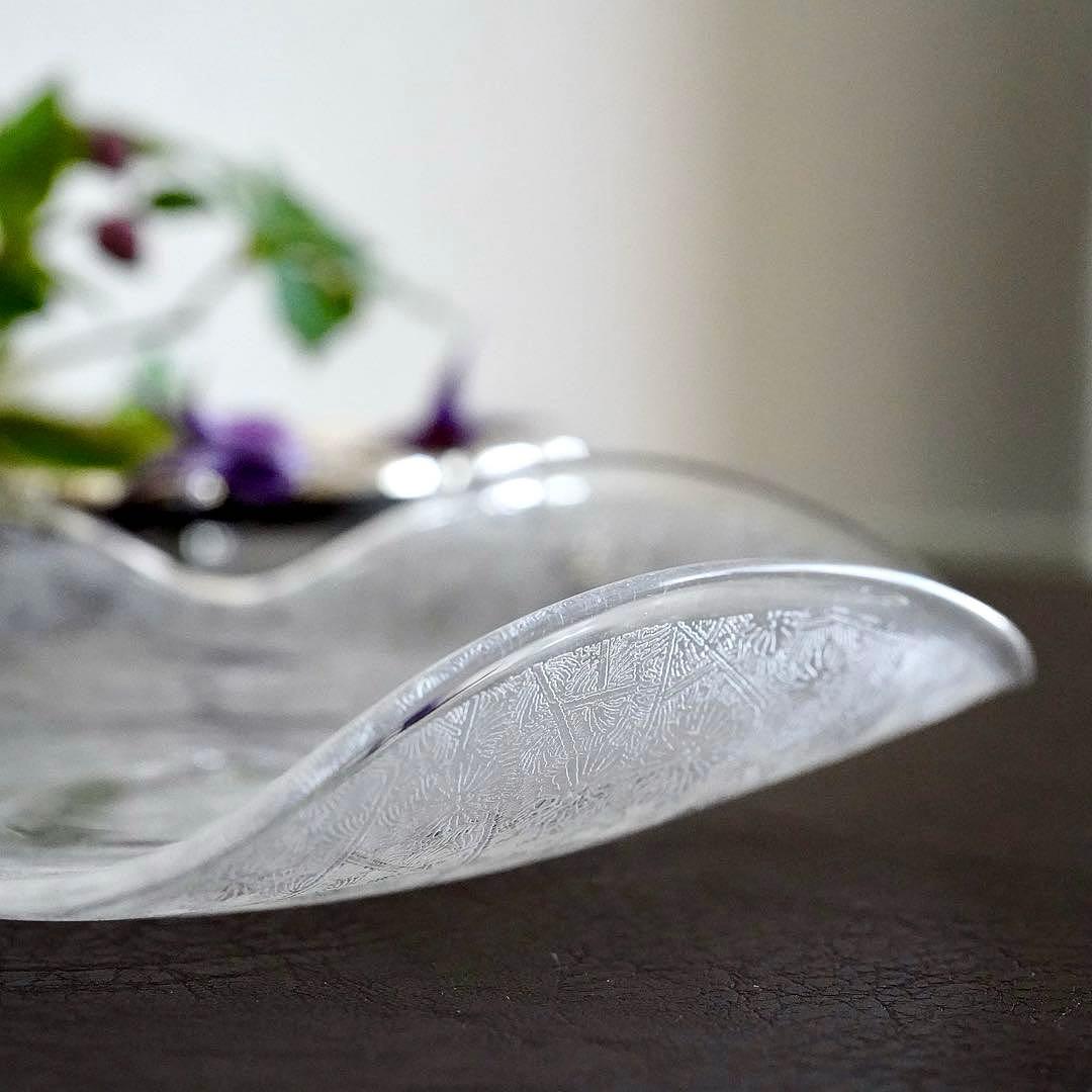 オールドサンルイ｜全面 アシッドエッチングのクリスタル プレート／小物入れ★美品