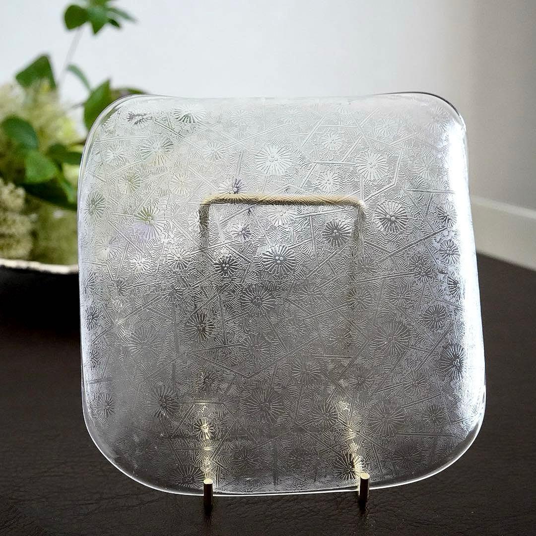 オールドサンルイ｜全面 アシッドエッチングのクリスタル プレート／小物入れ★美品