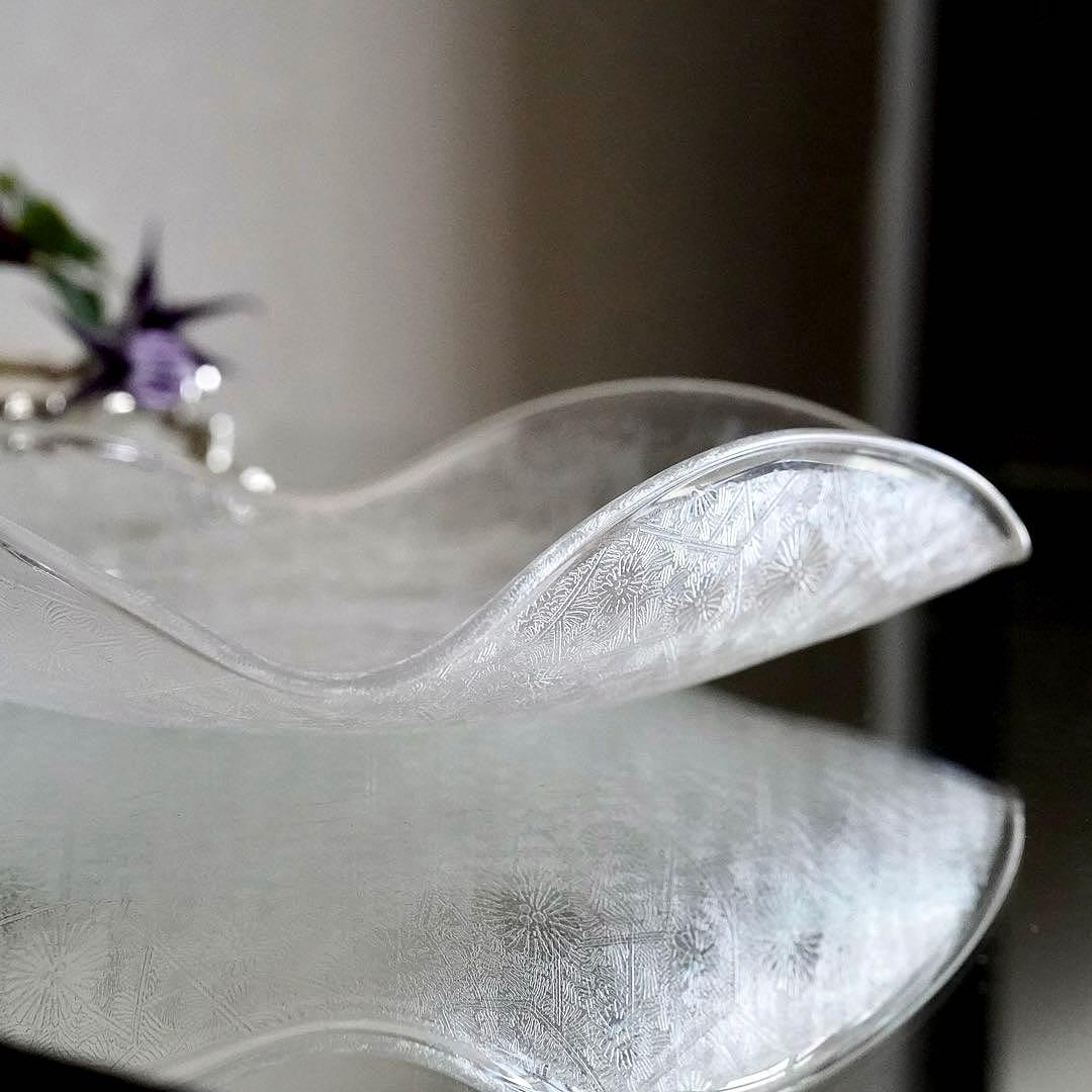 オールドサンルイ｜全面 アシッドエッチングのクリスタル プレート／小物入れ★美品