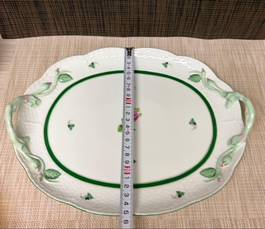 HEREND ウィーンの薔薇 持ち手付き オーバル 大皿 プレート 32cm