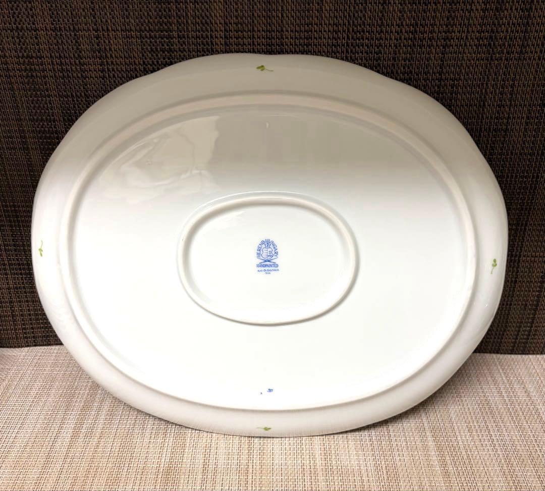 HEREND ウィーンの薔薇 持ち手付き オーバル 大皿 プレート 32cm