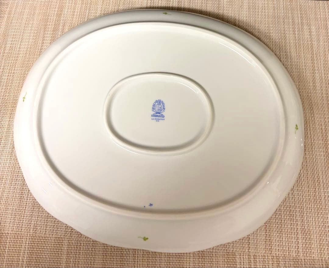 HEREND ウィーンの薔薇 持ち手付き オーバル 大皿 プレート 32cm