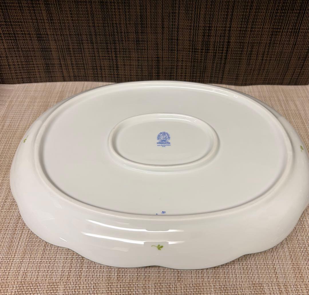 HEREND ウィーンの薔薇 持ち手付き オーバル 大皿 プレート 32cm