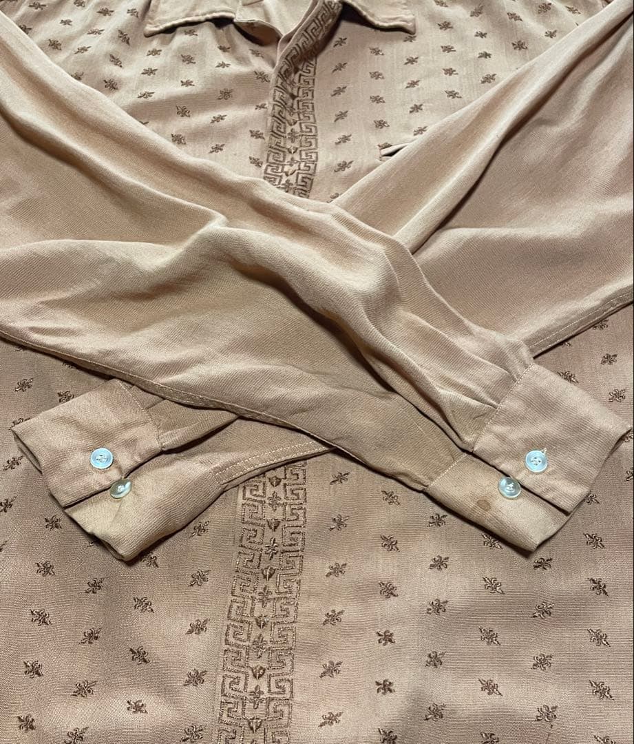 60's PILGRIM 刺繍タン開襟シャツ