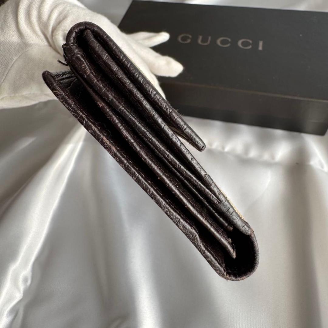 GUCCI グッチ GGキャンバス レザー　ホースビット 長財布 800910