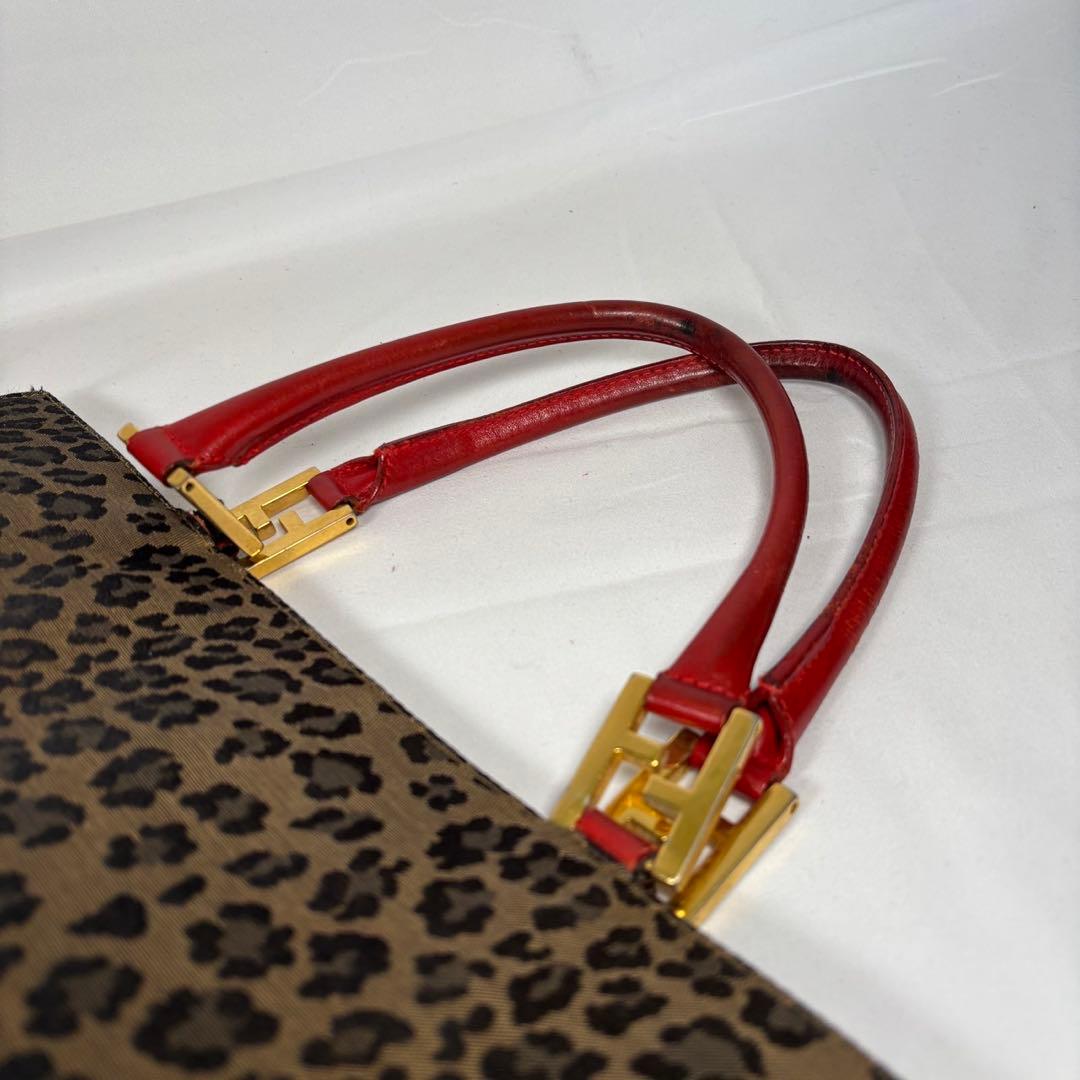 希少 フェンディ トートバッグ ハンドバッグ ヒョウ柄 ヴィンテージ ブラウン