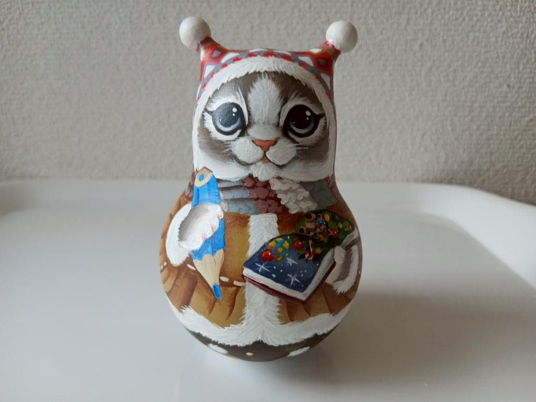 【CBT110】10cm級 おきあがりこぼし(大) スベトラーナ ぼんぼりねこ