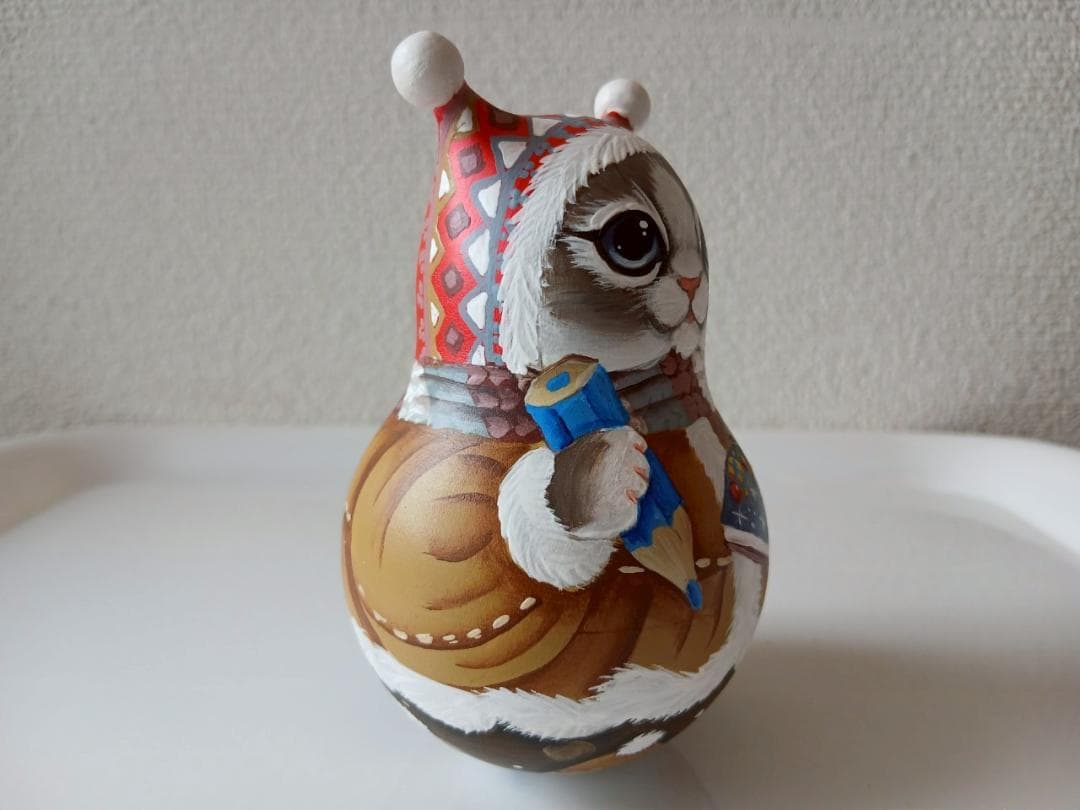 【CBT110】10cm級 おきあがりこぼし(大) スベトラーナ ぼんぼりねこ