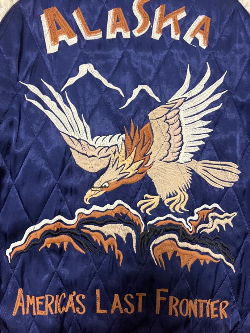 HOUSTON スカジャン 鷹 青
