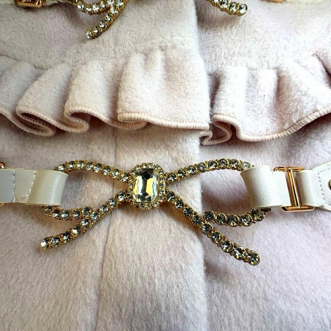 未使用級　LIZLISA ビジューリボンショートフードコートピンク フリーサイズ