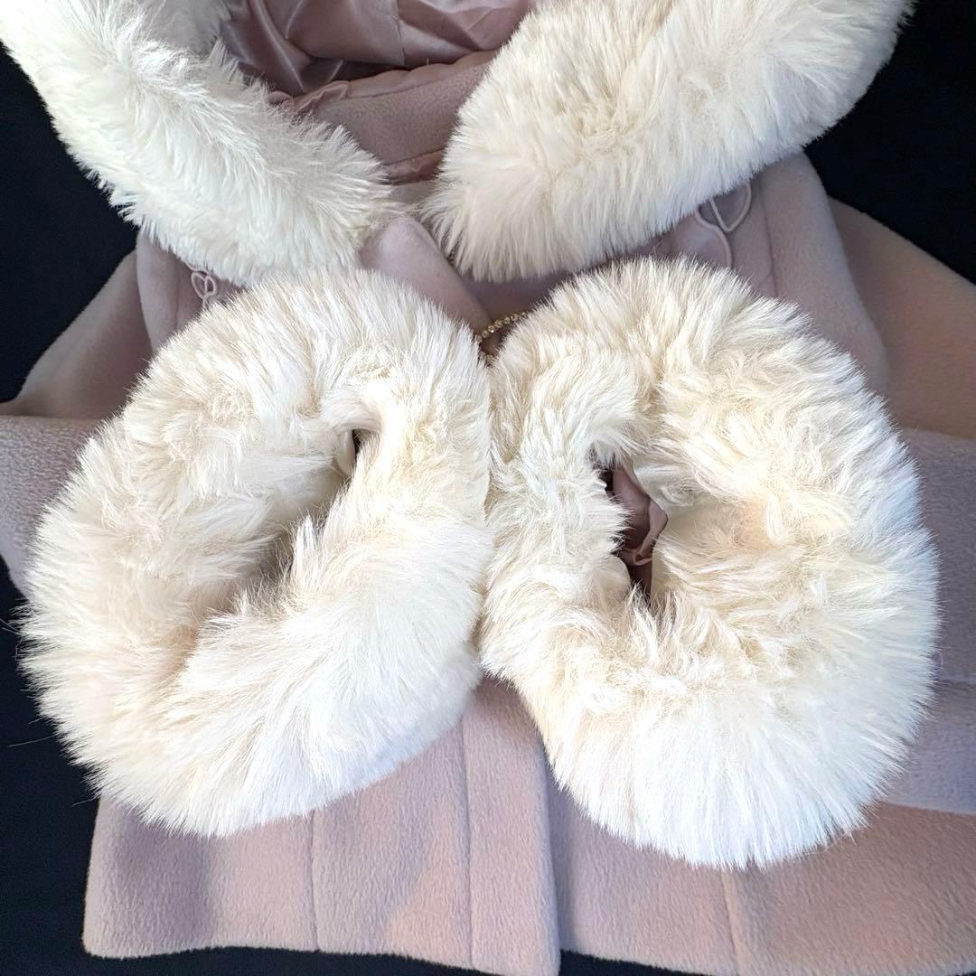 未使用級　LIZLISA ビジューリボンショートフードコートピンク フリーサイズ