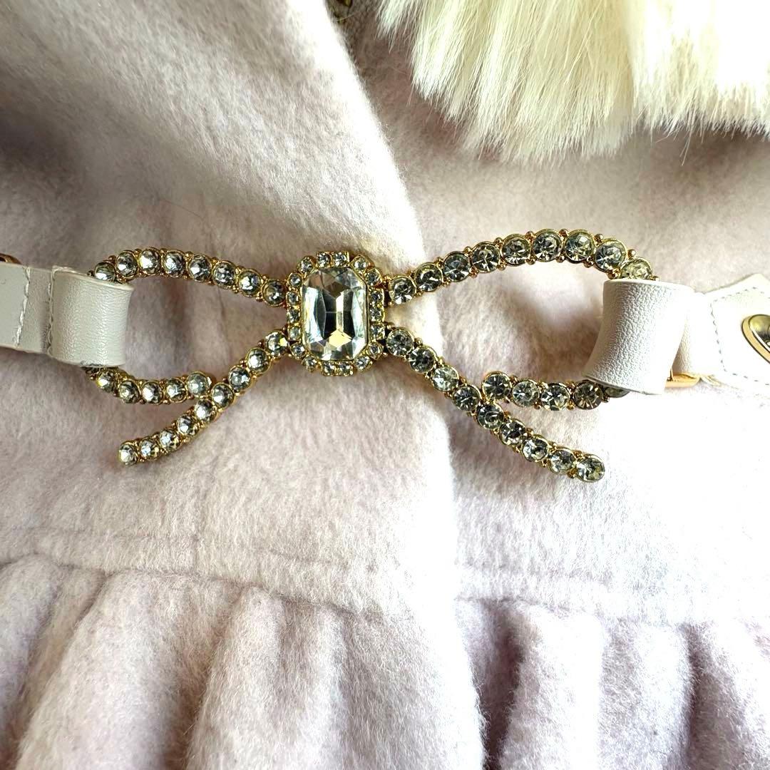 未使用級　LIZLISA ビジューリボンショートフードコートピンク フリーサイズ