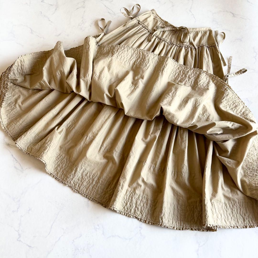 美品 ピンクハウス ティアードスカート マキシ丈 ピコフリル リボン ギャザー