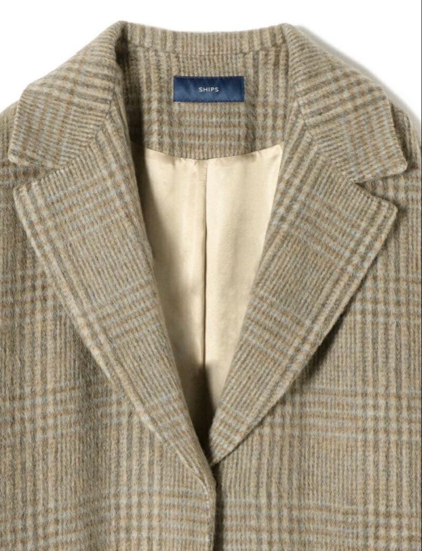 SHIPS マンテコ シャギー チェック コート チェスター g シップス 38