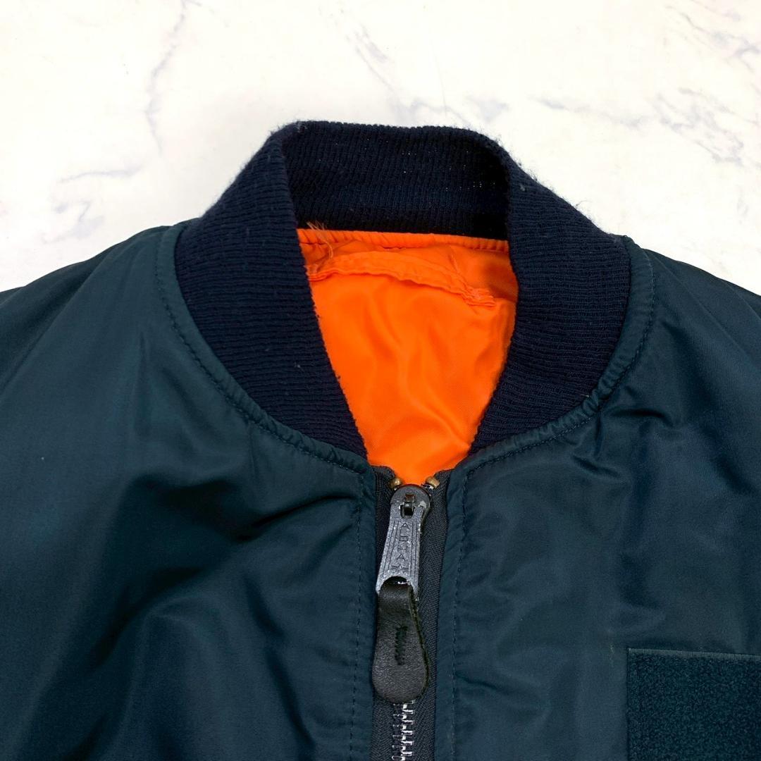 希少カラー★ 90s USA製 ALPHA MA-1 ネイビー L　E022