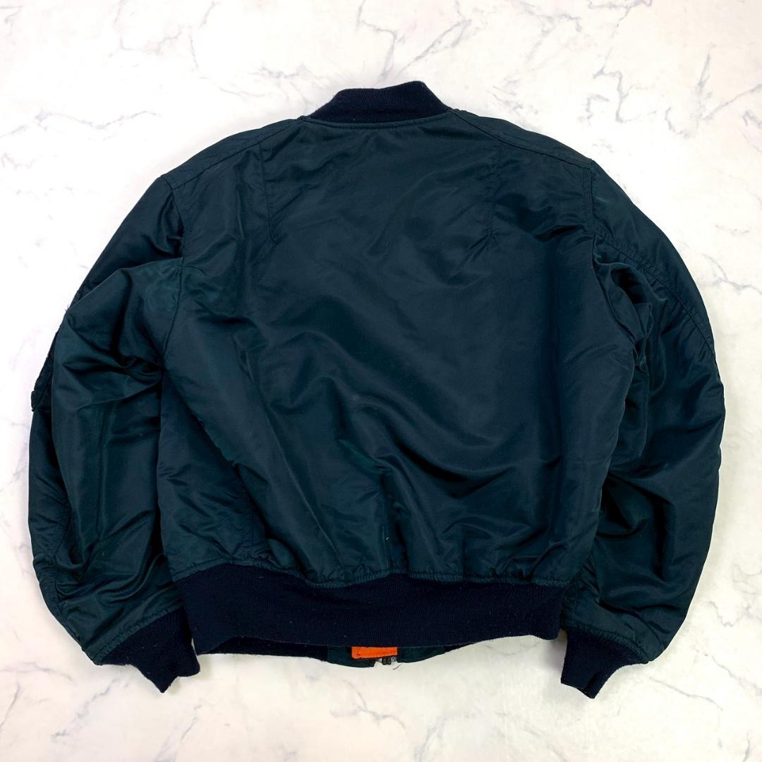 希少カラー★ 90s USA製 ALPHA MA-1 ネイビー L　E022