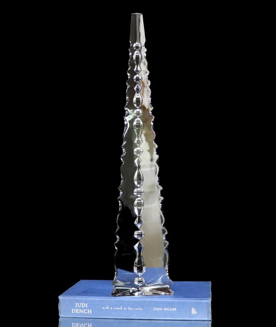 オールド・バカラ 特大作品 稀少 波状カット 三角台座 45.5cm 2.4kg