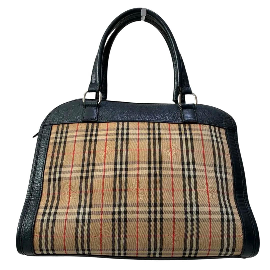 バーバリー Burberrys ノバチェック 黒レザー ボストン