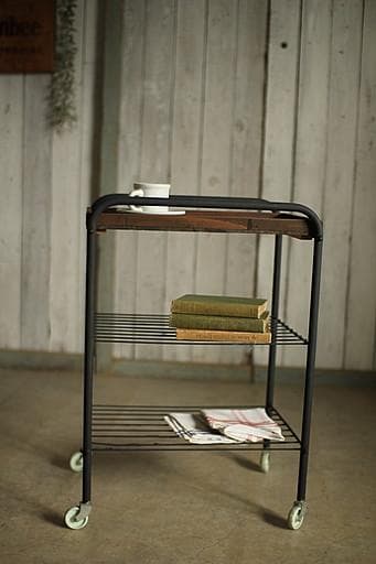 古い鉄と古材のキッチンラック　食器棚　オープンラック　古家具　古道具