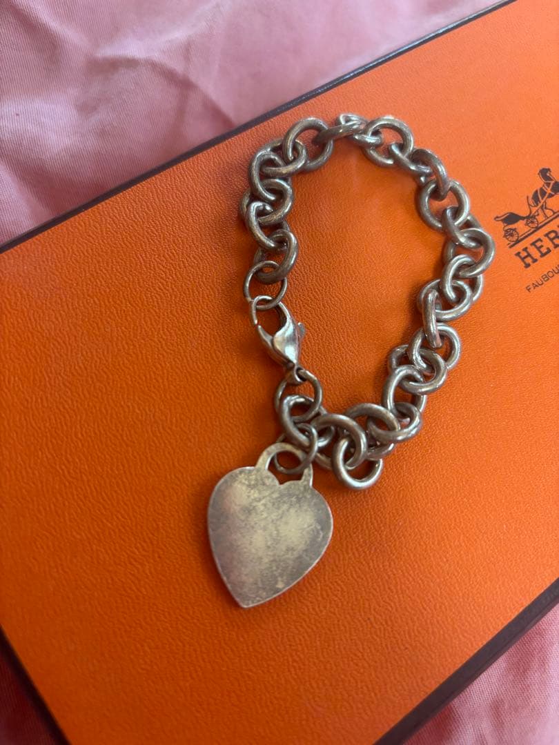 ティファニー　シルバー ハートチャーム チェーンブレスレット