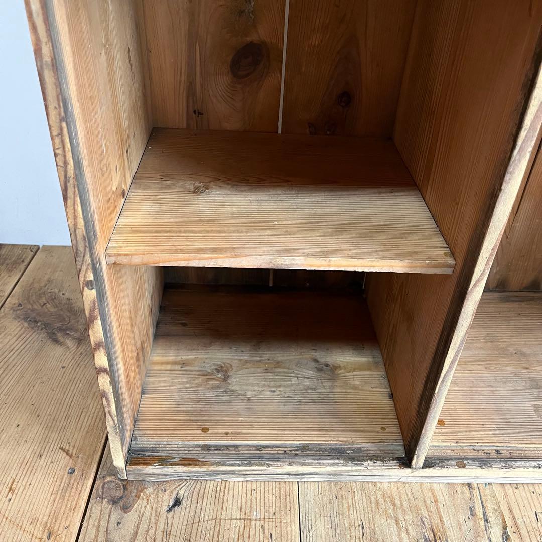 アンティーク パタパタ棚 チェスト 本棚 食器棚 無垢材 無塗装