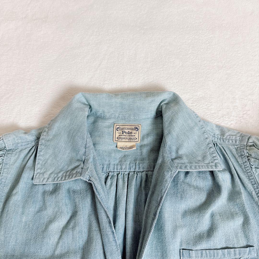 RALPH LAUREN ラルフローレン　ロゴ　デニムシャツ　パフスリーブ　6